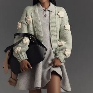Maeve By Anthropologie The Susannah 3D Flower Cardigan Sweater